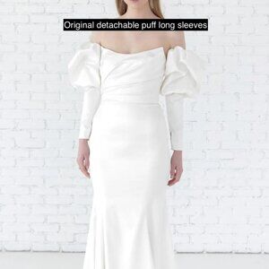 Watters White Detachable Puff Sleeves